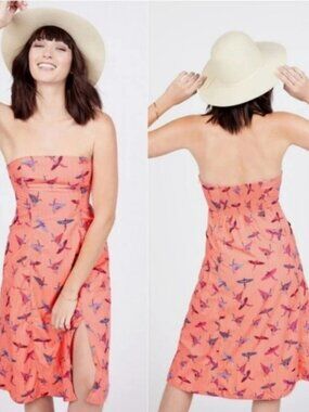 Free People Sunshine of Your Love Printed A-line Sundress Strapless‎ Midi  8 GUC